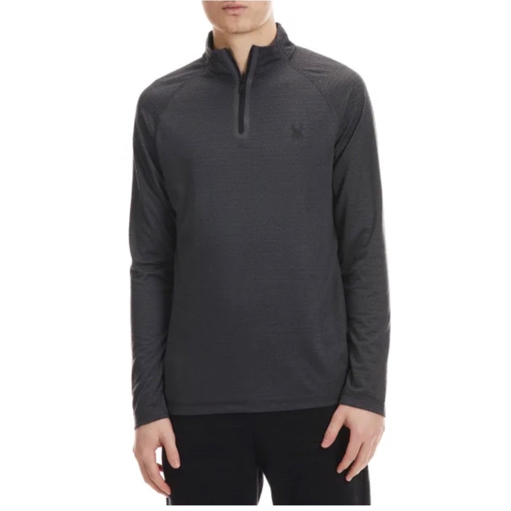 SPYDER Men’s Gray & Black  Quarter-Zip Mockneck Top - Size Medium